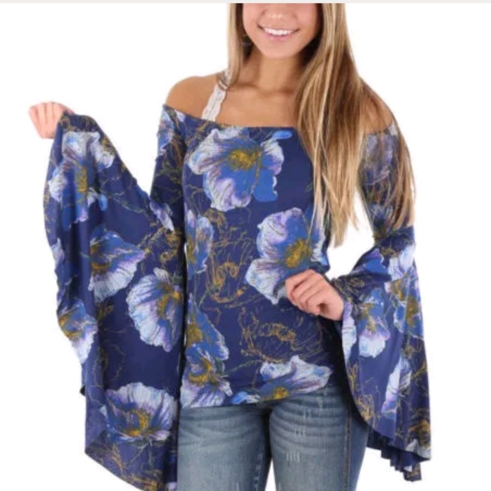 NWT We The Free Navy Free Birds of Paradise Large